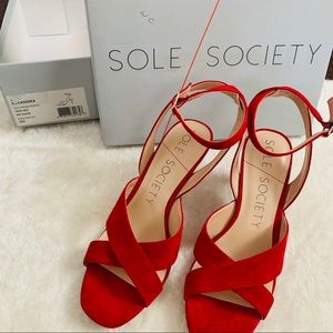 Sole Society | Cassidea Criss Cross Sandal | Red 8